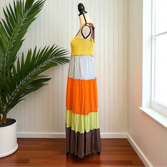 Davi & Dani Colorblock Tiered Maxi Dress - Size Small - Boho, Vacation, Beach - Picture 3 of 16